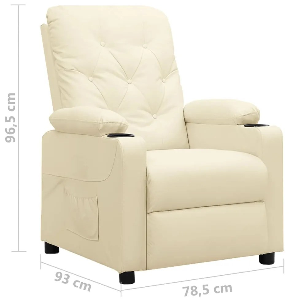 Poltrona reclinável couro artificial cor creme