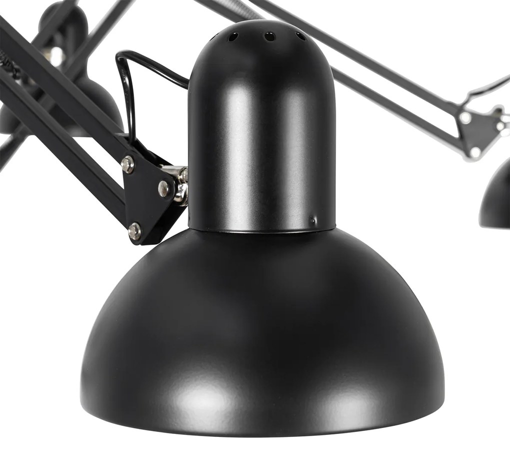 Candeeiro de suspensão industrial preto 6 luzes ajustáveis - Hobby Spinne Industrial