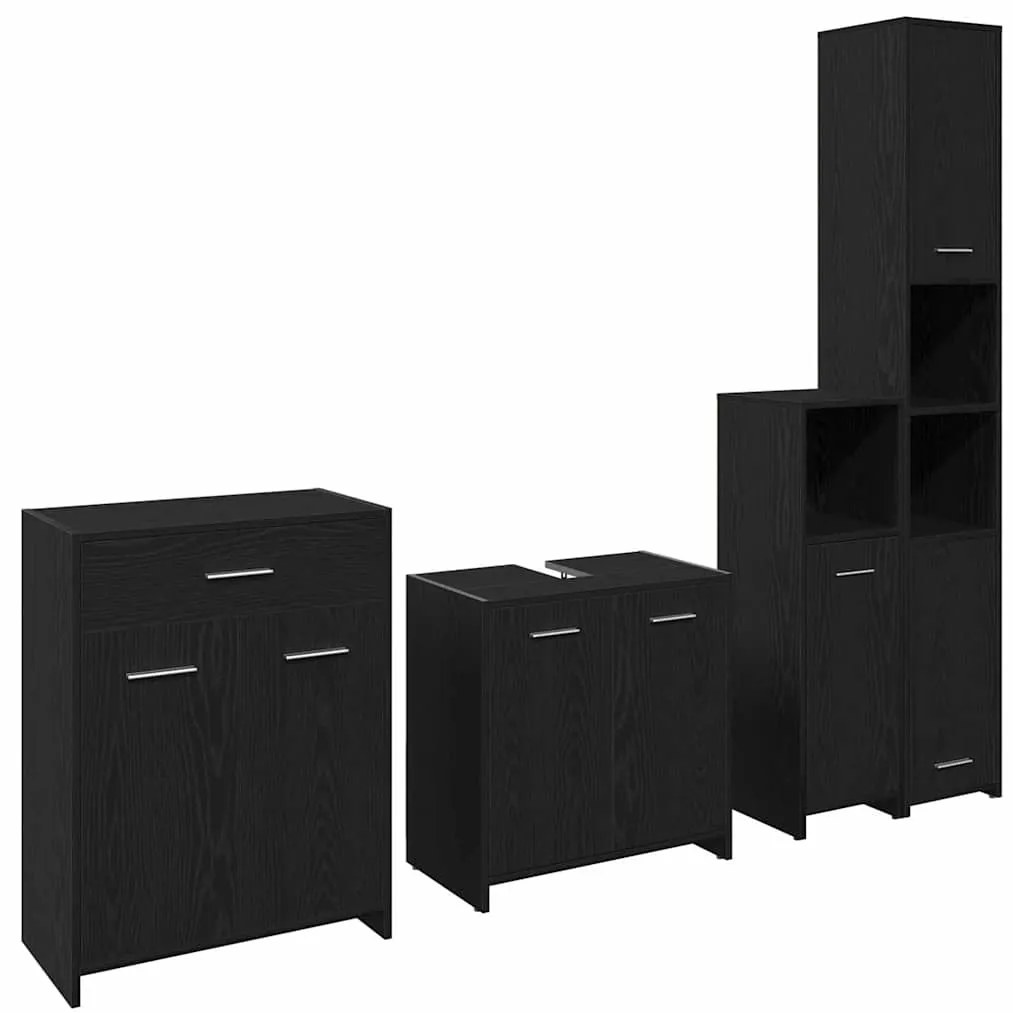 Conjunto de Móveis de Casa de Banho vidaXL 4 Peças Carvalho Preto Made