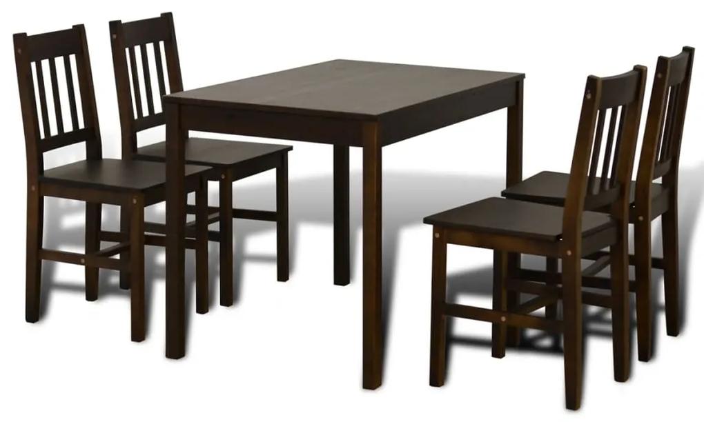 Conjunto de Jantar Leoni com 4 Cadeiras e 1 Mesa - Castanho Escuro - D