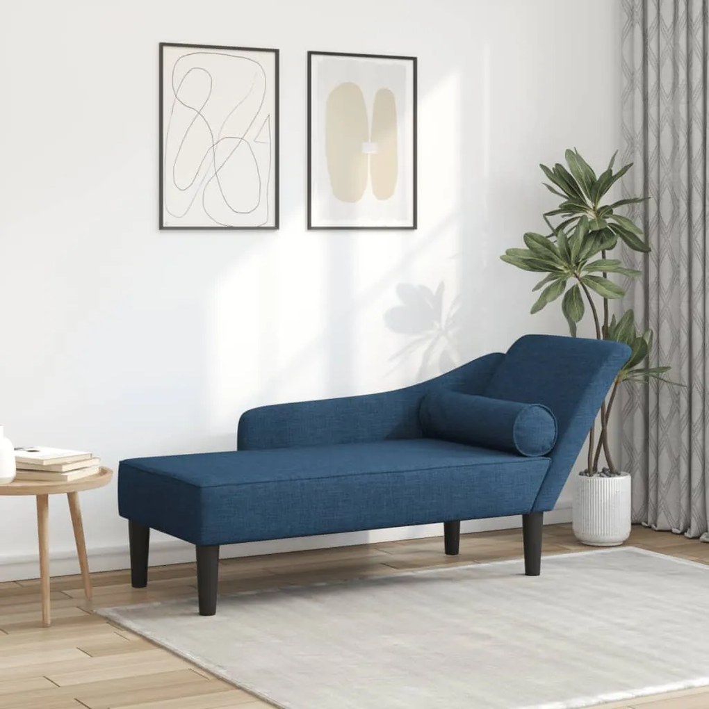 Chaise lounge com almofadões tecido azul