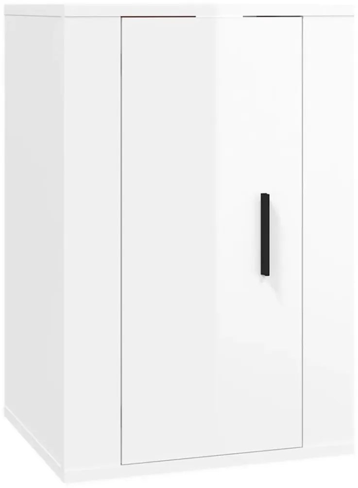 3 pcs conjunto móveis de TV madeira processada branco brilhante