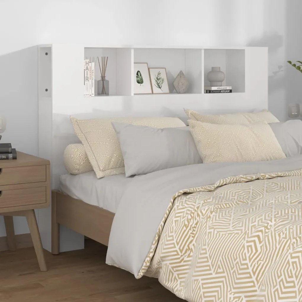 vidaXL Armário de cabeceira 140x18,5x104,5 cm branco brilhante