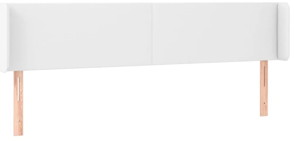 Cabeceira de cama c/ LED couro artificial 163x16x78/88cm branco