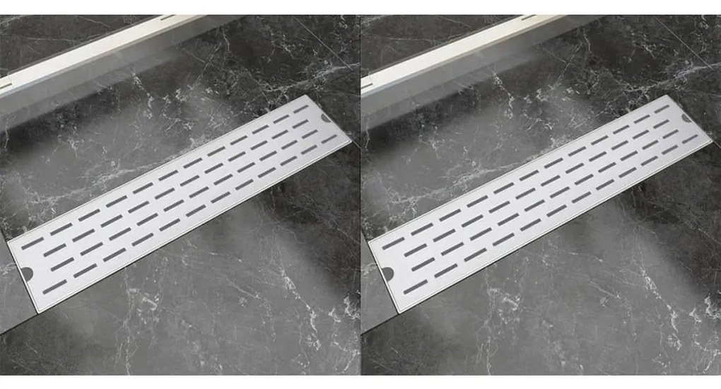 VidaXL Dreno de chuveiro linear 2 pcs linhas 530x140 mm aço inoxidável
