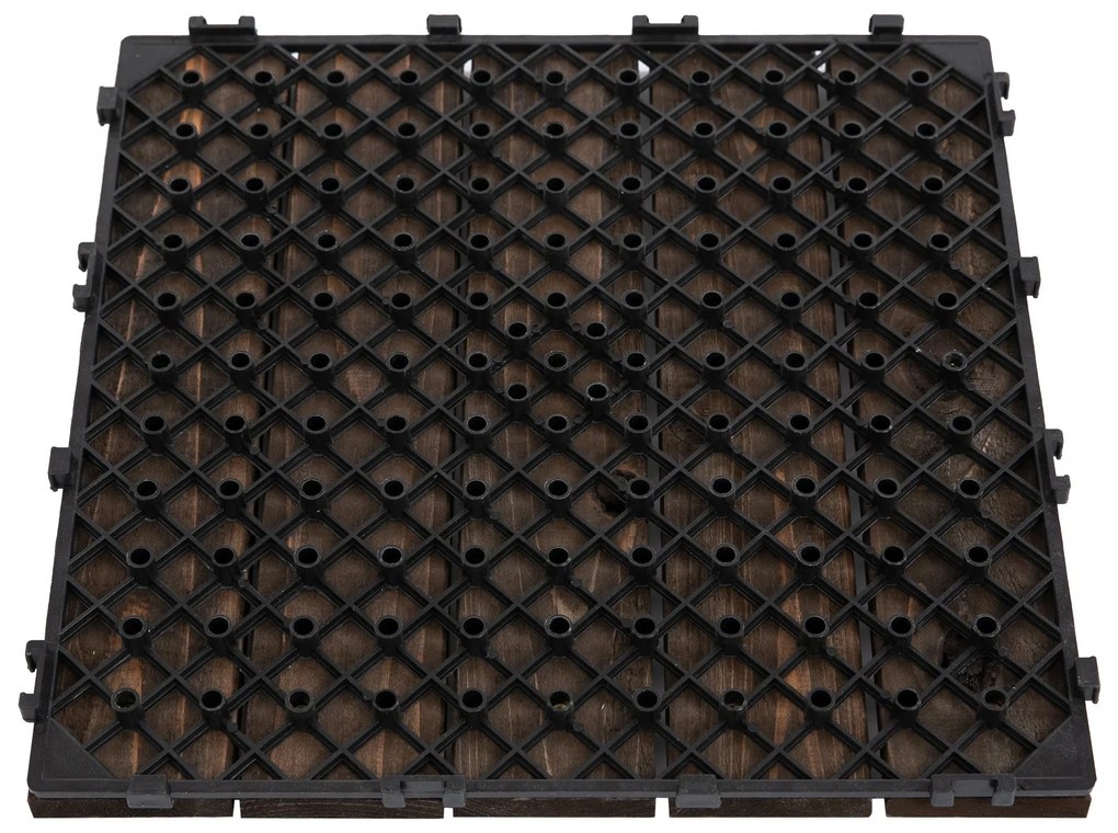 Módulo de 27 Deck de Madeira 30x30cm com Área de 2,5m² Estrados com Sistema de Clic para Balcão Terraço Jardim Marrom Escuro