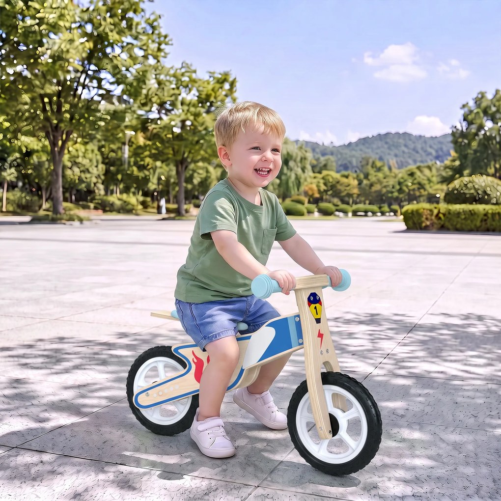 Bicicleta de Equilíbrio Infantil, 77 x 37 x 51 cm, Selim Ajustável, Madeira Natural