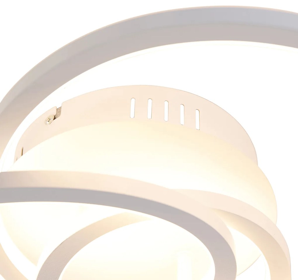 Candeeiro de teto branco 45 cm com LED regulável em 3 níveis - Rowin Design