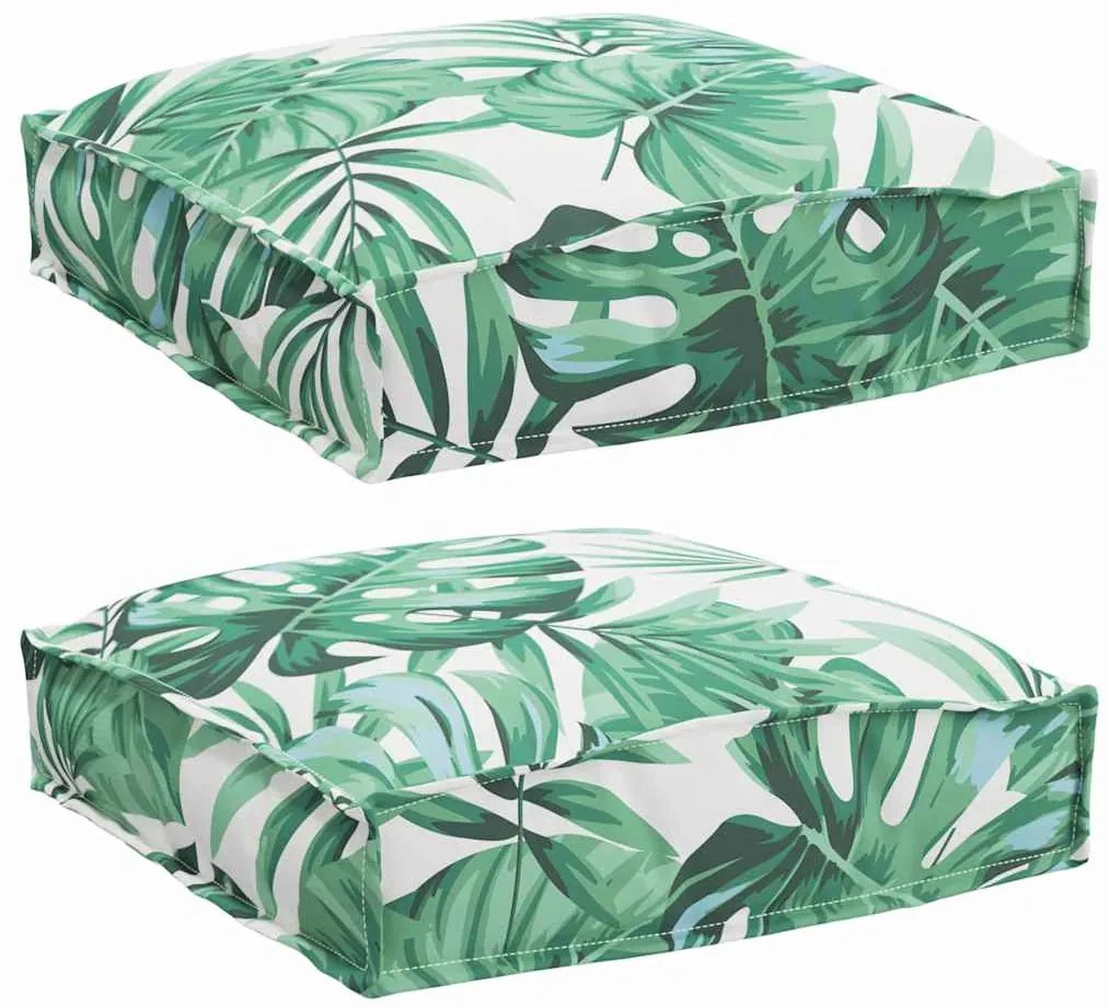 Almofadas de Palete para Assento - 2 Peças com Estampa de Folhas - 40x