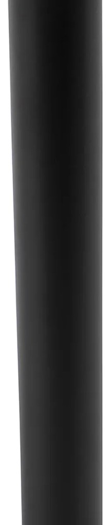 Candeeiro de Mesa Moderno Preto com Abajur de Tecido Castanho Claro 35cm - Simplo