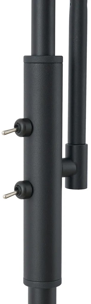 Candeeiro de pé de design preto com vidro fumado 2 luzes - Brianna