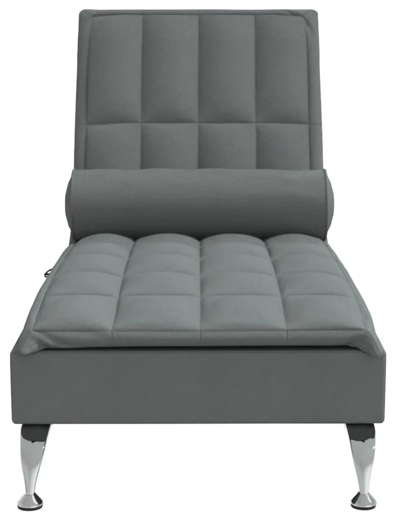 Chaise lounge de massagem com rolo tecido cinzento-escuro