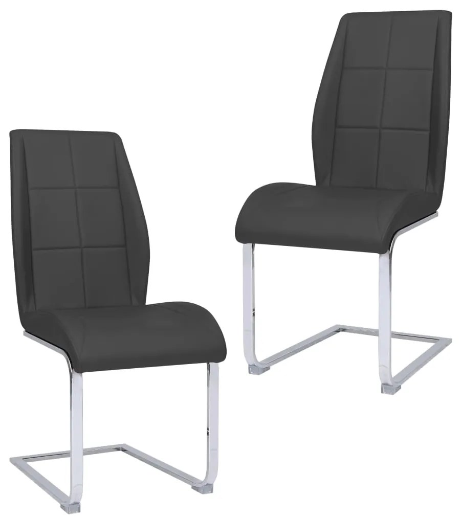 vidaXL Cadeiras de jantar cantilever 2 pcs couro artificial cinzento