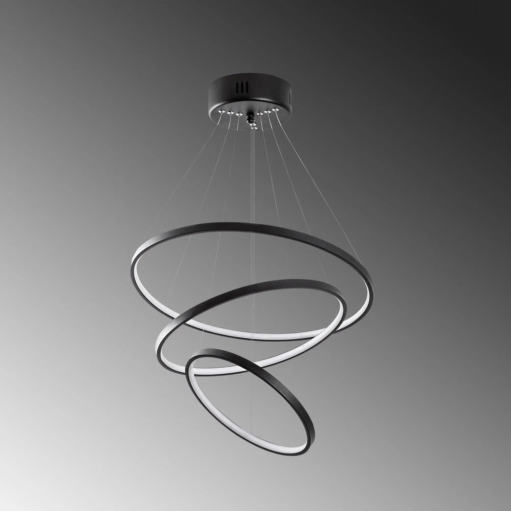Candeeiro de Teto LED "Simit" Regulável – Preto – 50x50x80 cm – Design