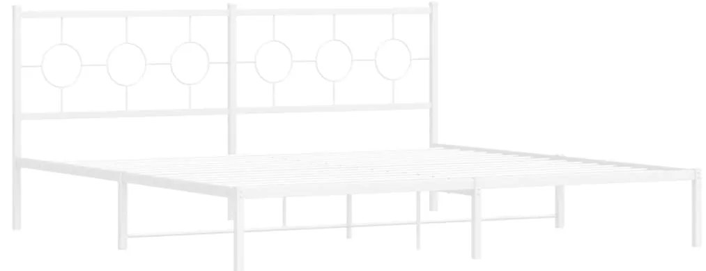 Estrutura de cama com cabeceira 200x200 cm metal branco