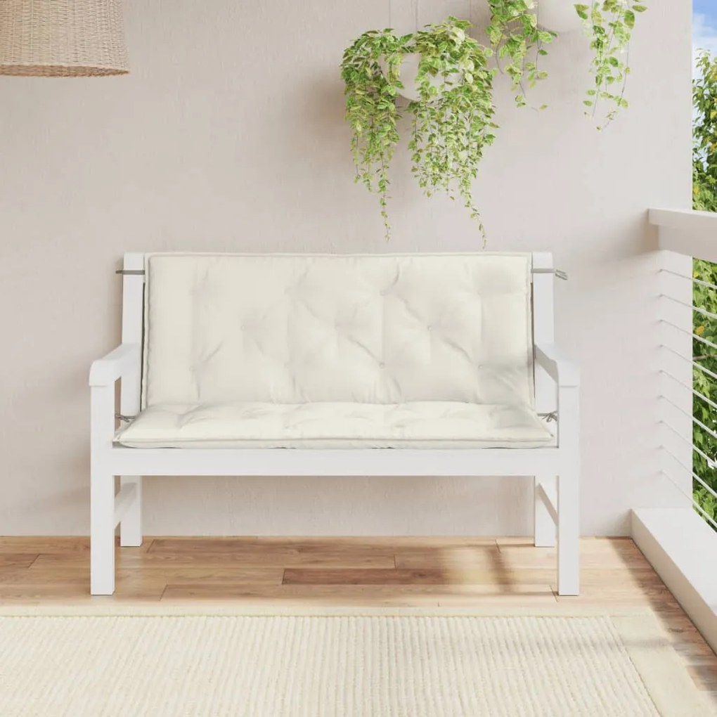 Almofadões banco jardim 2pcs 120x50x7cm mesclado creme