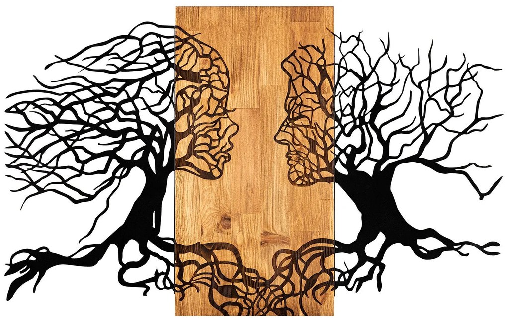 Acessório Decorativo de Parede Tutku – Preto e Nogueira – 92 x 58 cm