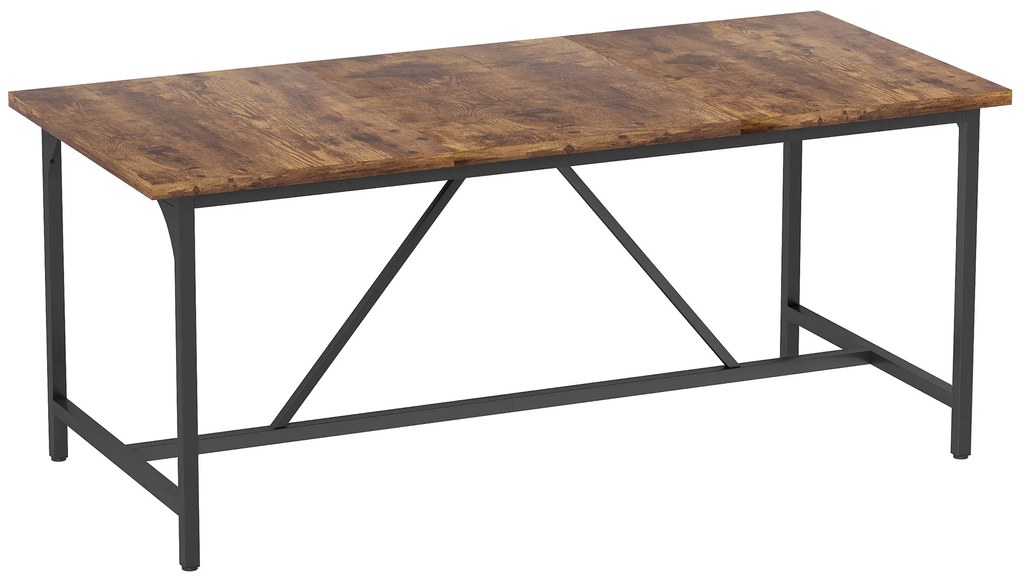 HOMCOM Mesa de Refeição Retangular para 6-8 Pessoas Mesa de Cozinha Industrial com Pés de Metal 180x80x75,5 cm Castanho Rústico | Aosom Portugal