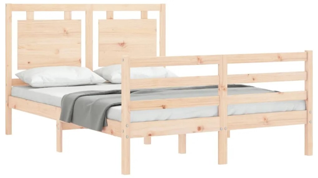 Estrutura de cama com cabeceira 140x190 cm madeira maciça