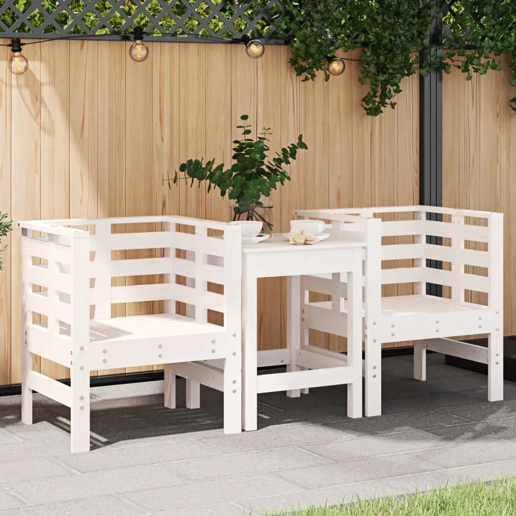 Cadeiras de jardim 2 pcs 61,5x53x71 cm pinho maciço branco