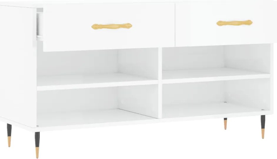 Banco sapateira 102x35x55 cm derivados madeira branco brilhante
