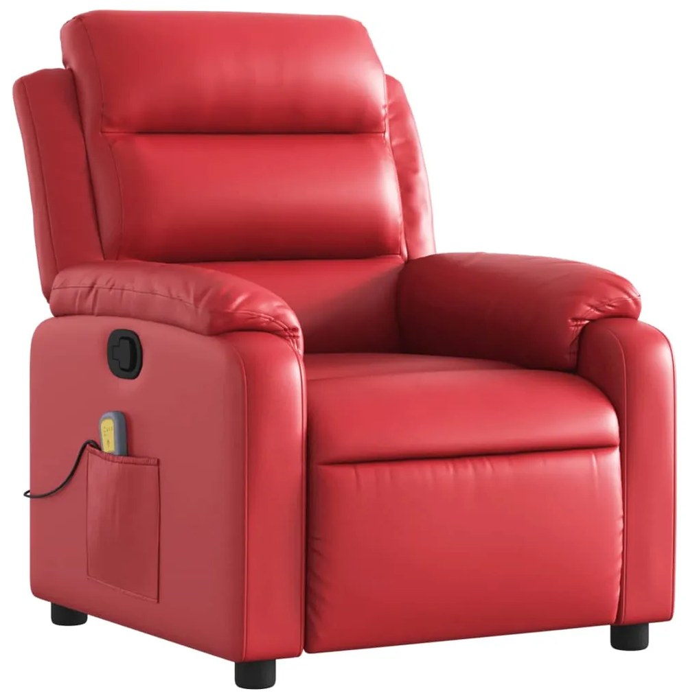 Poltrona de massagens reclinável couro artificial vermelho