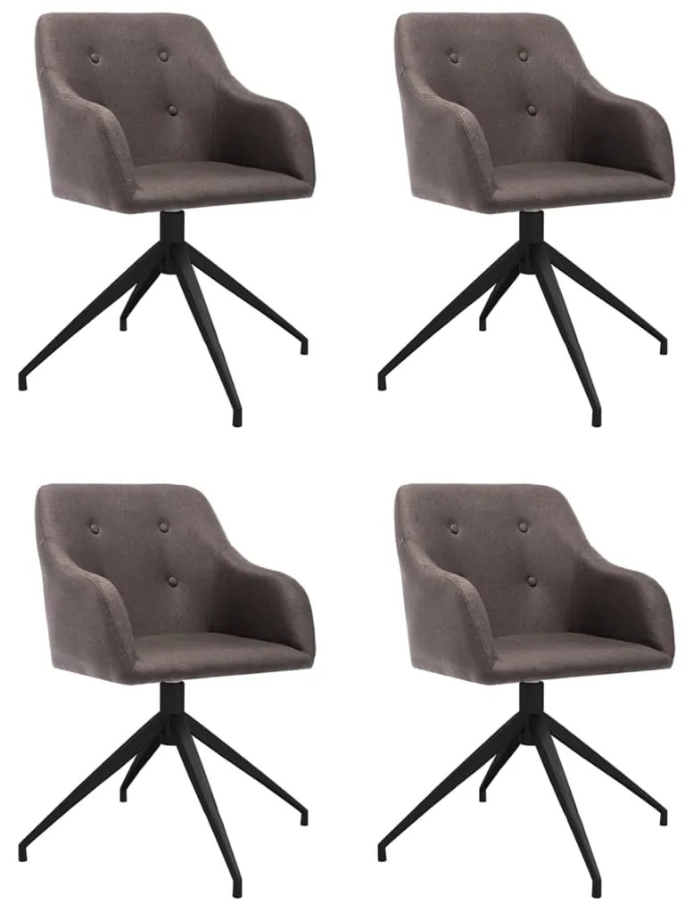 vidaXL Cadeiras de jantar giratórias 4 pcs tecido cinzento-acastanhado