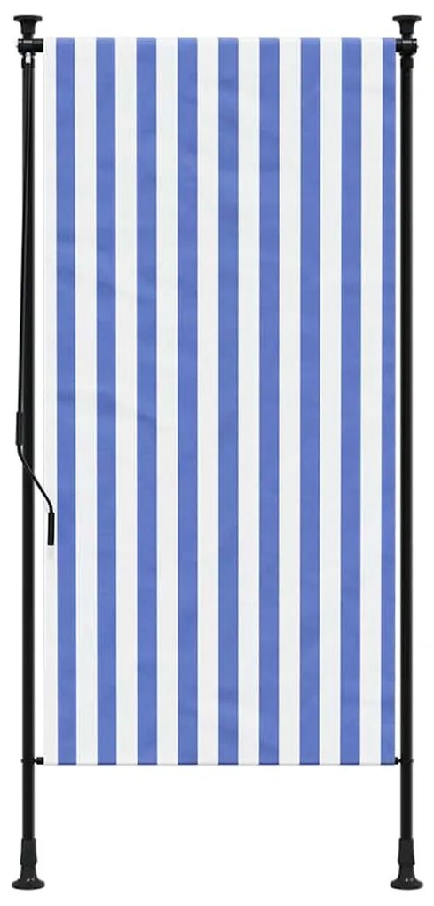 Estore de rolo para exterior 120x270cm tecido/aço azul e branco