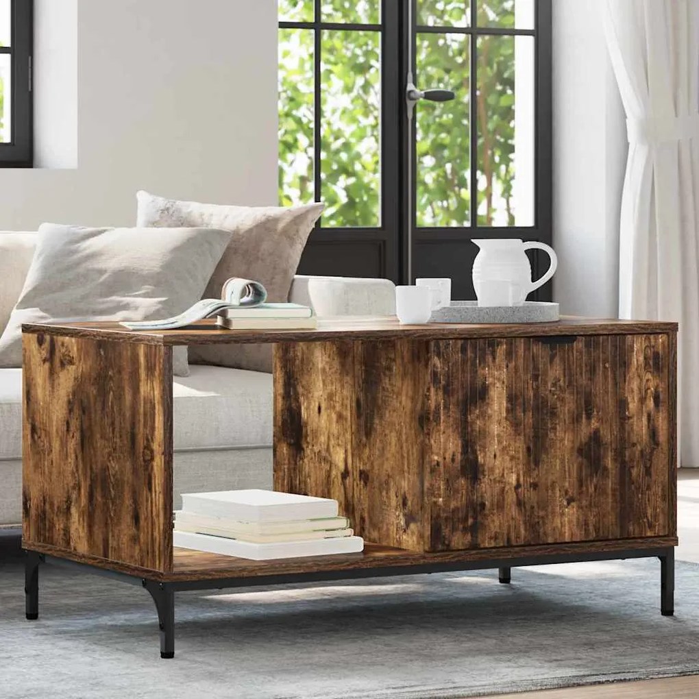 vidaXL Mesa de centro Carvalho fumado 90 x 49 x 46 cm