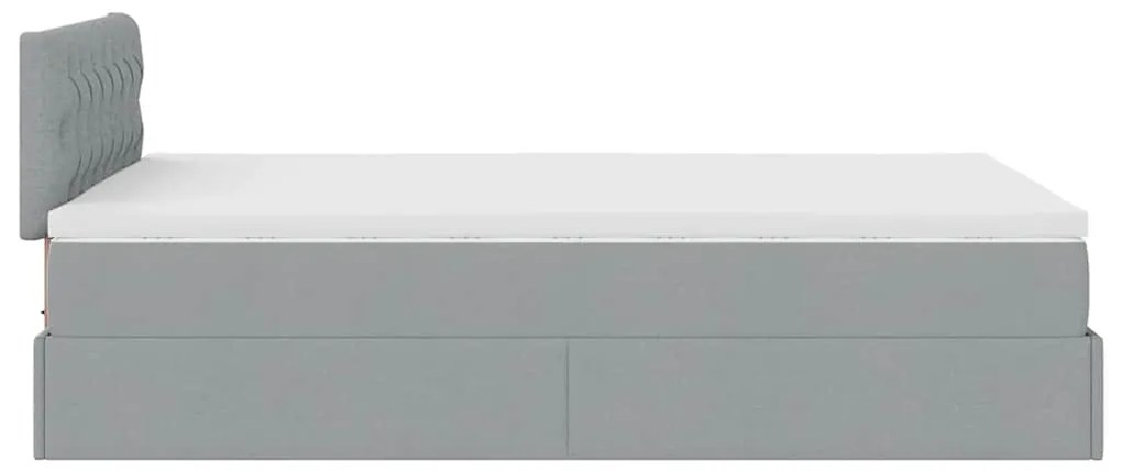 Cama otomana com colchão 120x190 cm tecido cinzento claro