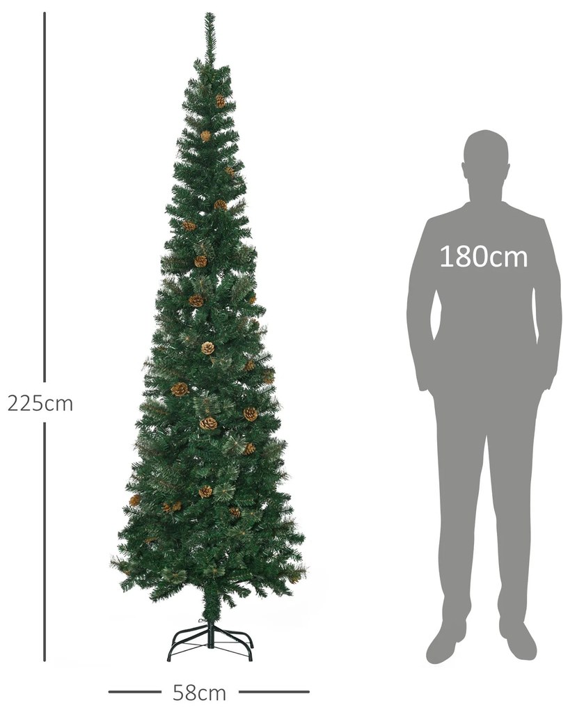 HOMCOM Árvore de Natal Artificial 225 cm Árvore de Natal com 706 Ramos