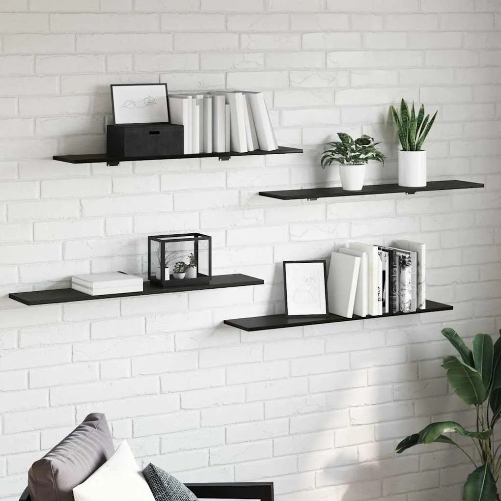 vidaXL Prancha de Estante para Livros 4 pcs Preto 100 x 40 x 1.5cm
