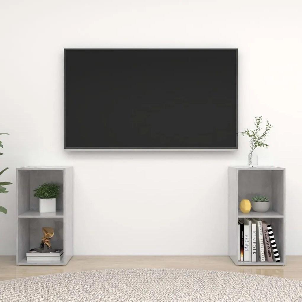 Móveis de TV 2 pcs derivados de madeira cinzento cimento