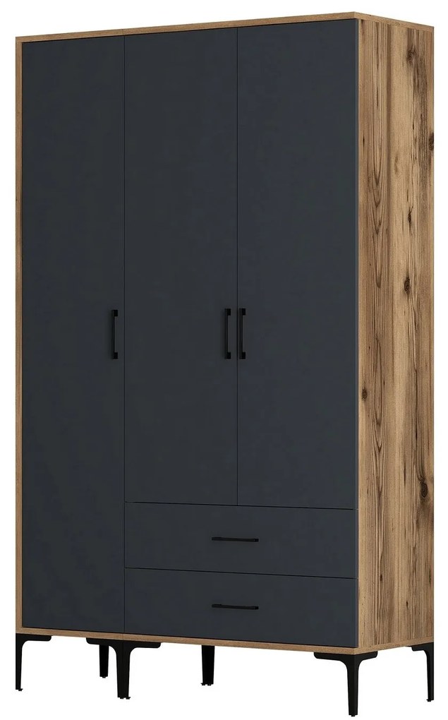 Roupeiro Kumsal ST – Nogueira e Antracite – 120x201,4x47,5 cm