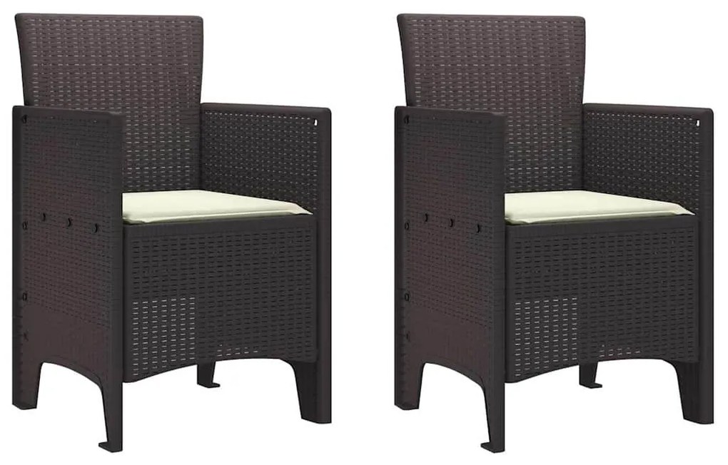 Cadeiras de Jardim com Almofadas 2 pcs Castanho 53 x 49 x 85 cm