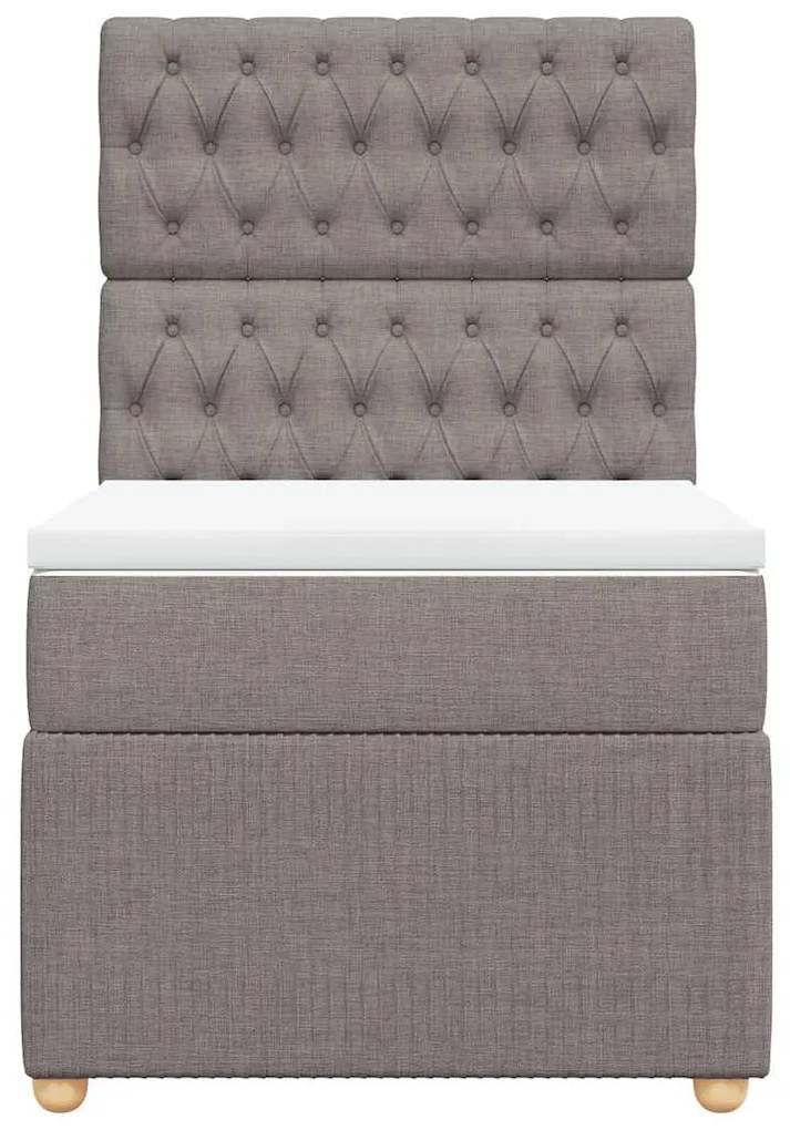 Cama com molas/colchão 100x200 cm tecido cinza-acastanhado