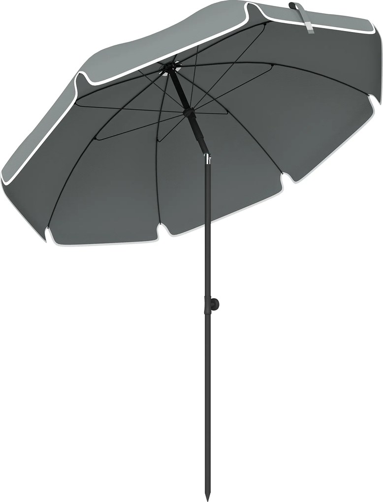 Outsunny Guarda-sol para Praia e Pátio Inclinação Ajustável 150 cm Cinza Escuro | Aosom Portugal