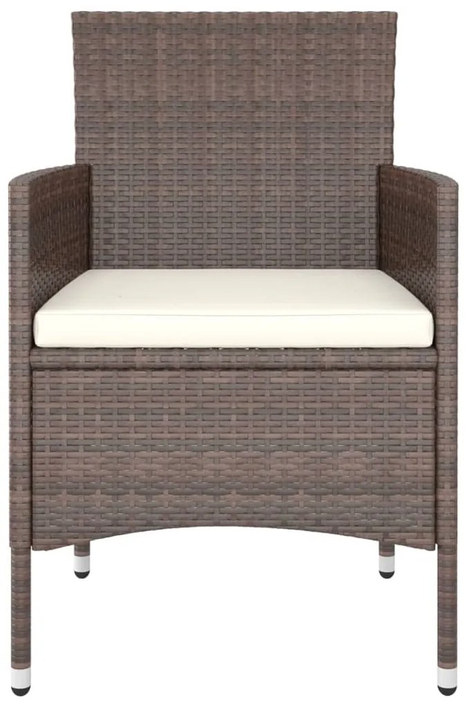 4 pcs conjunto de cadeiras e bancos de jardim vime PE castanho