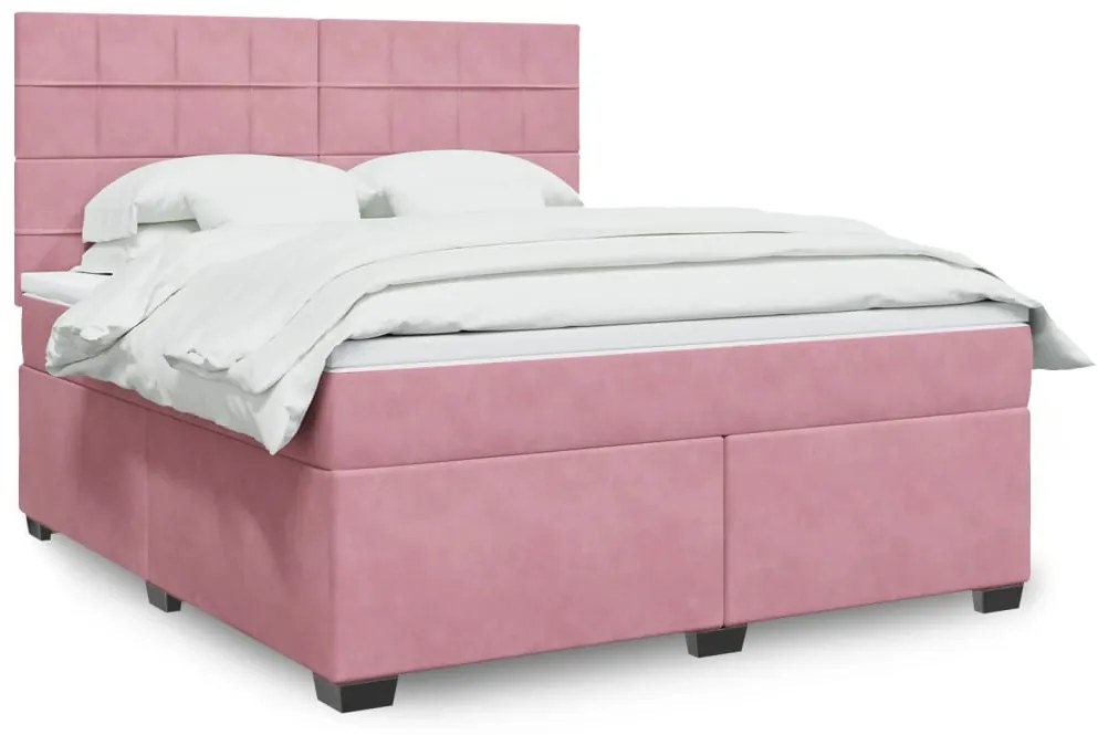 Cama com molas/colchão 180x200 cm veludo rosa