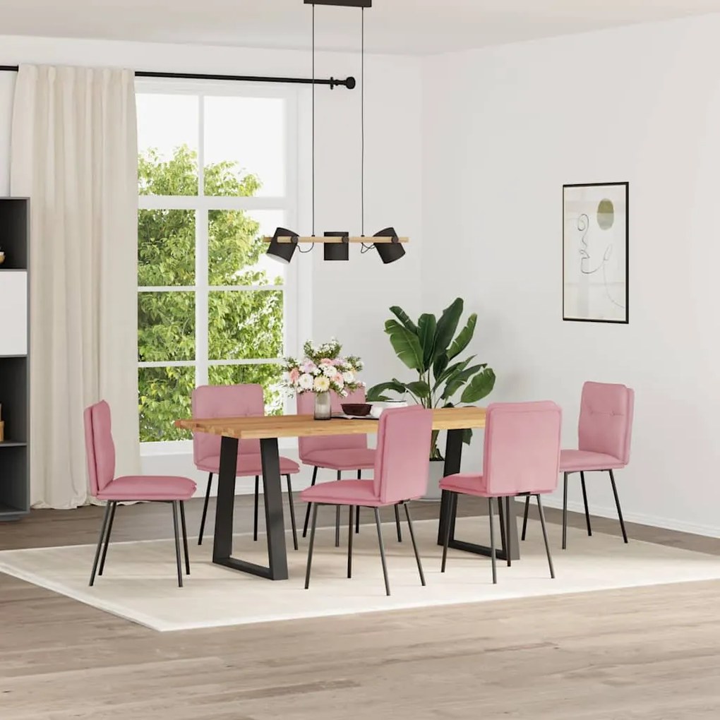 vidaXL Cadeiras de jantar 6 pcs veludo rosa