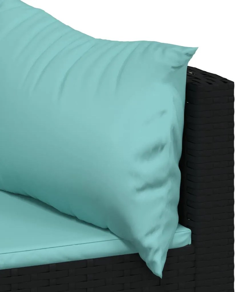 4 pcs conjunto lounge de jardim c/ almofadões vime PE preto