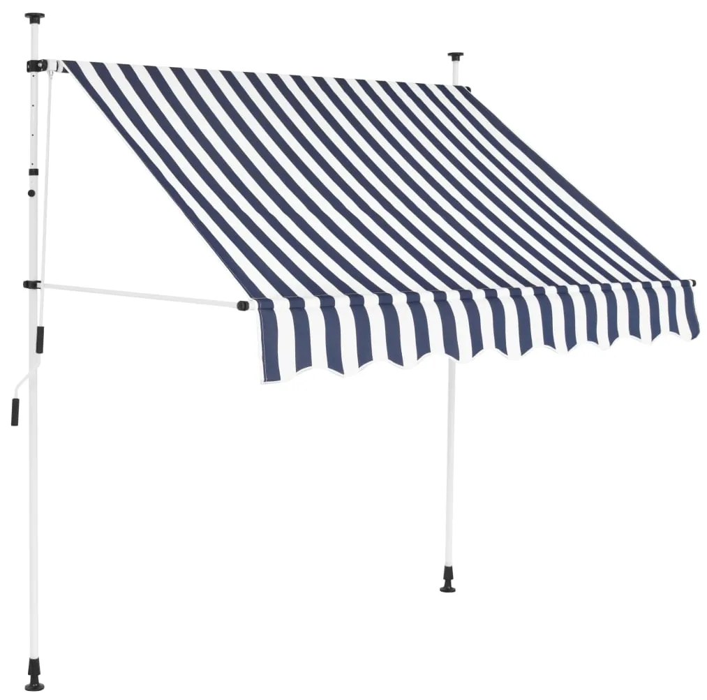 43220 vidaXL Toldo retrátil manual 200 cm riscas azuis e brancas