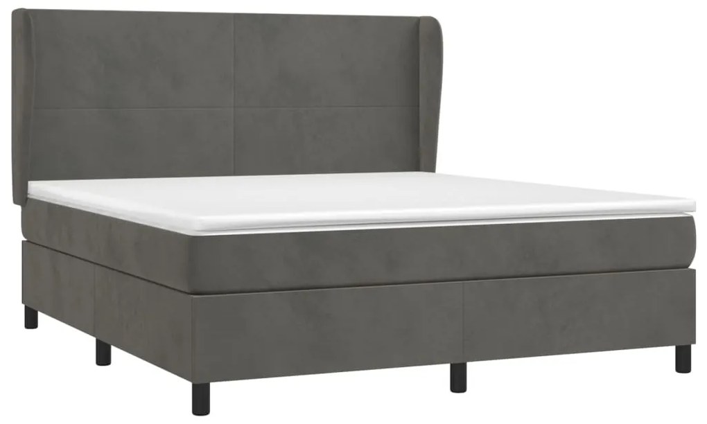 Cama com molas/colchão 180x200 cm veludo cinzento-escuro