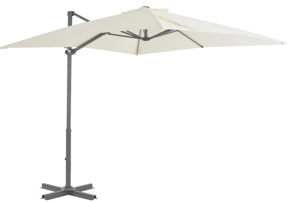 vidaXL Guarda-sol cantilever poste alumínio 250x250 cm cor areia