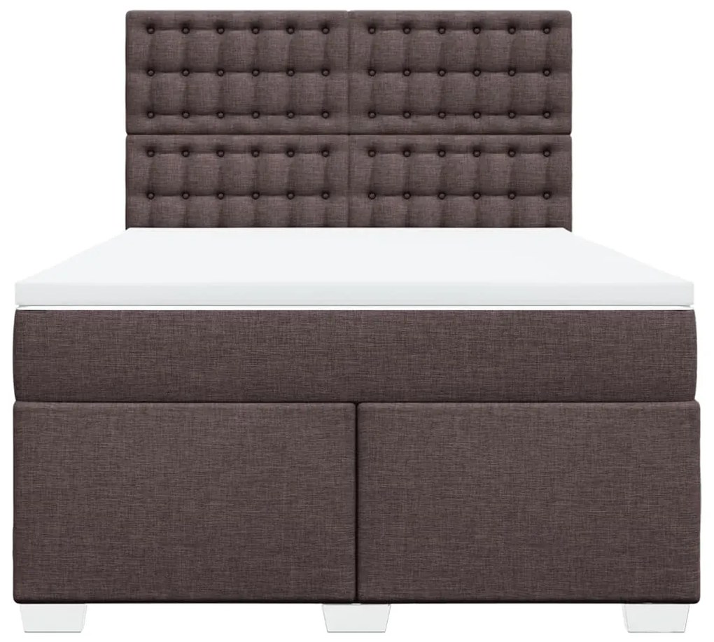 Cama com molas/colchão 160x200 cm tecido castanho-escuro