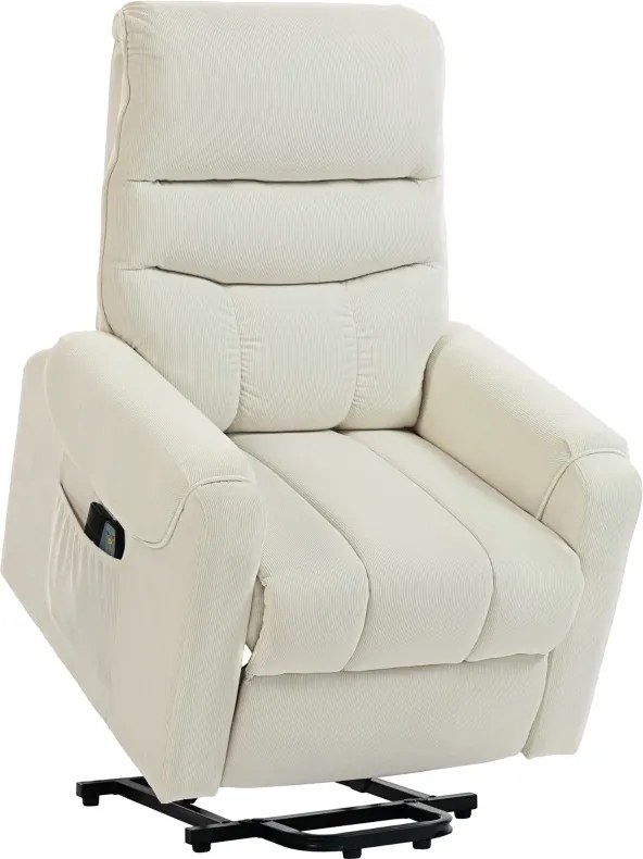 Poltrona Levanta Pessoas com Reclinação Elétrica em até 135° e com 8 Zonas de Massagem 83x92x110 cm Bege