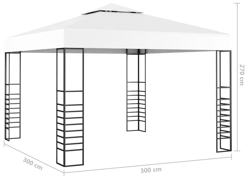 Tenda de jardim com cordões de luzes LED 3x3 m branco