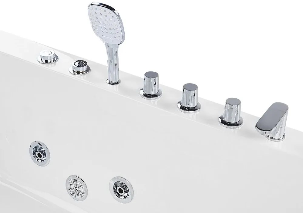 Banheira de hidromassagem de canto versão à esquerda em acrílico branco 170 x 80 cm PUQUIO Beliani