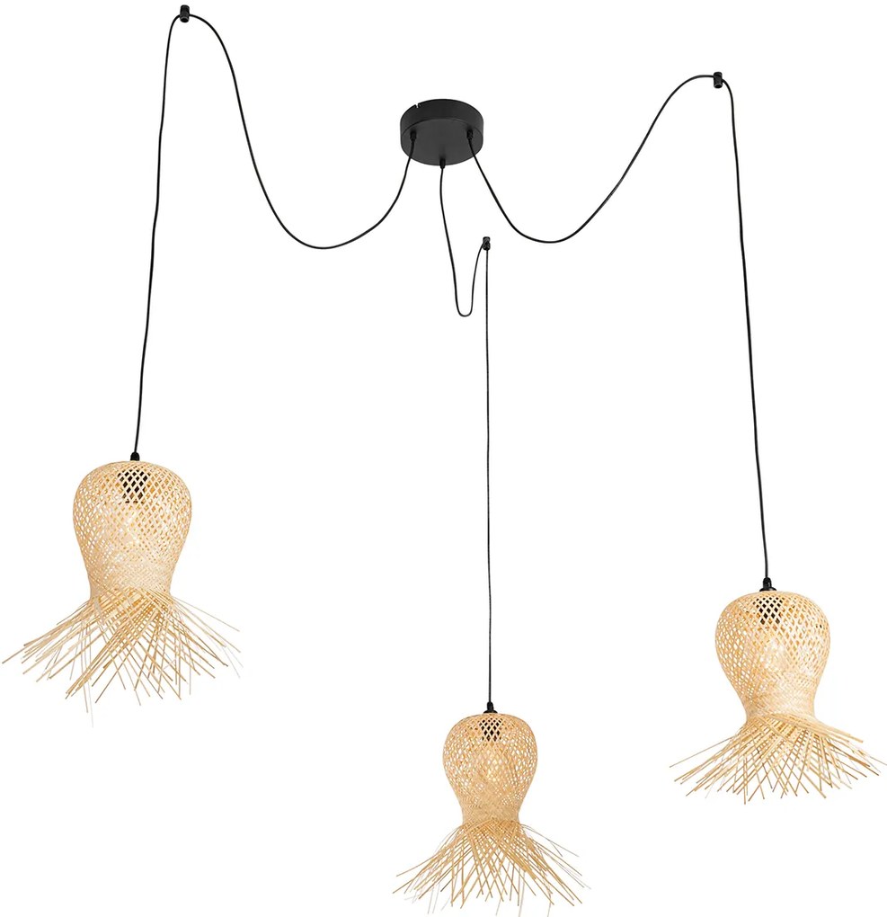 Candeeiro de teto exterior oriental em bambu 3 luzes IP44 - Carlos