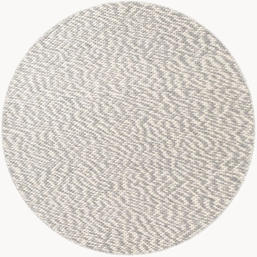 Tapete redondo para exterior artesanal de lã de pelo curto Lyon